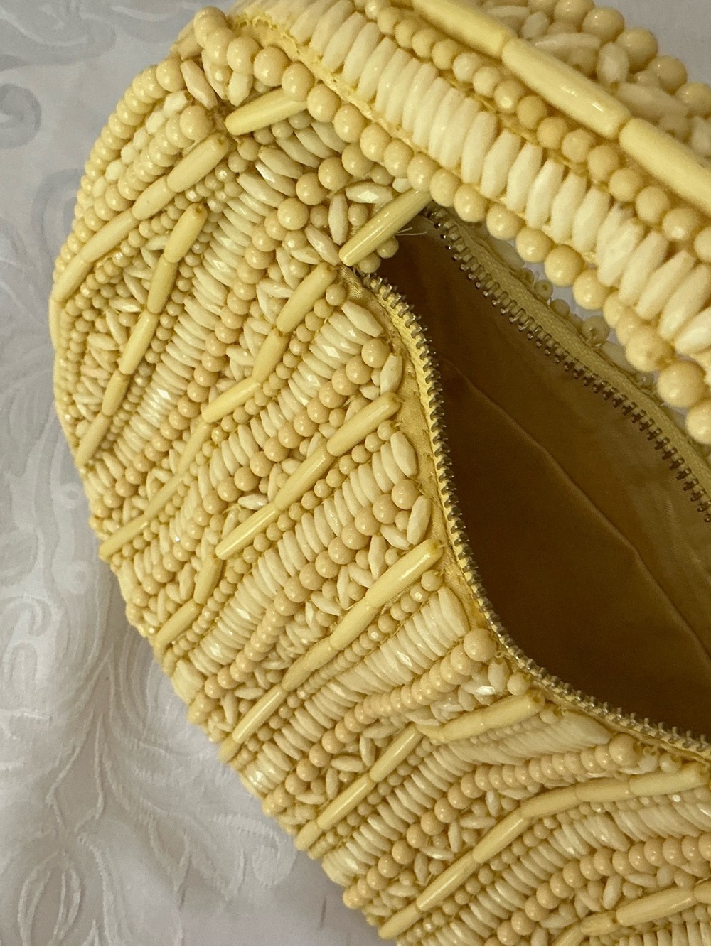 T.J.Maxx Pale Yellow Beaded Wristlet Clutch